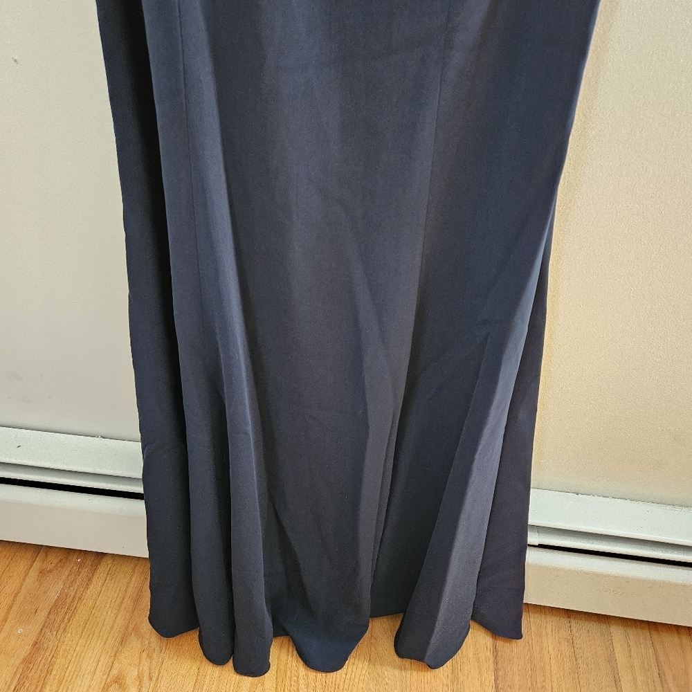 Jay Godfrey Osgood Gown Navy Blue One-Shoulder Dress Formal Ruffle Neutral Solid - Picture 5 of 13